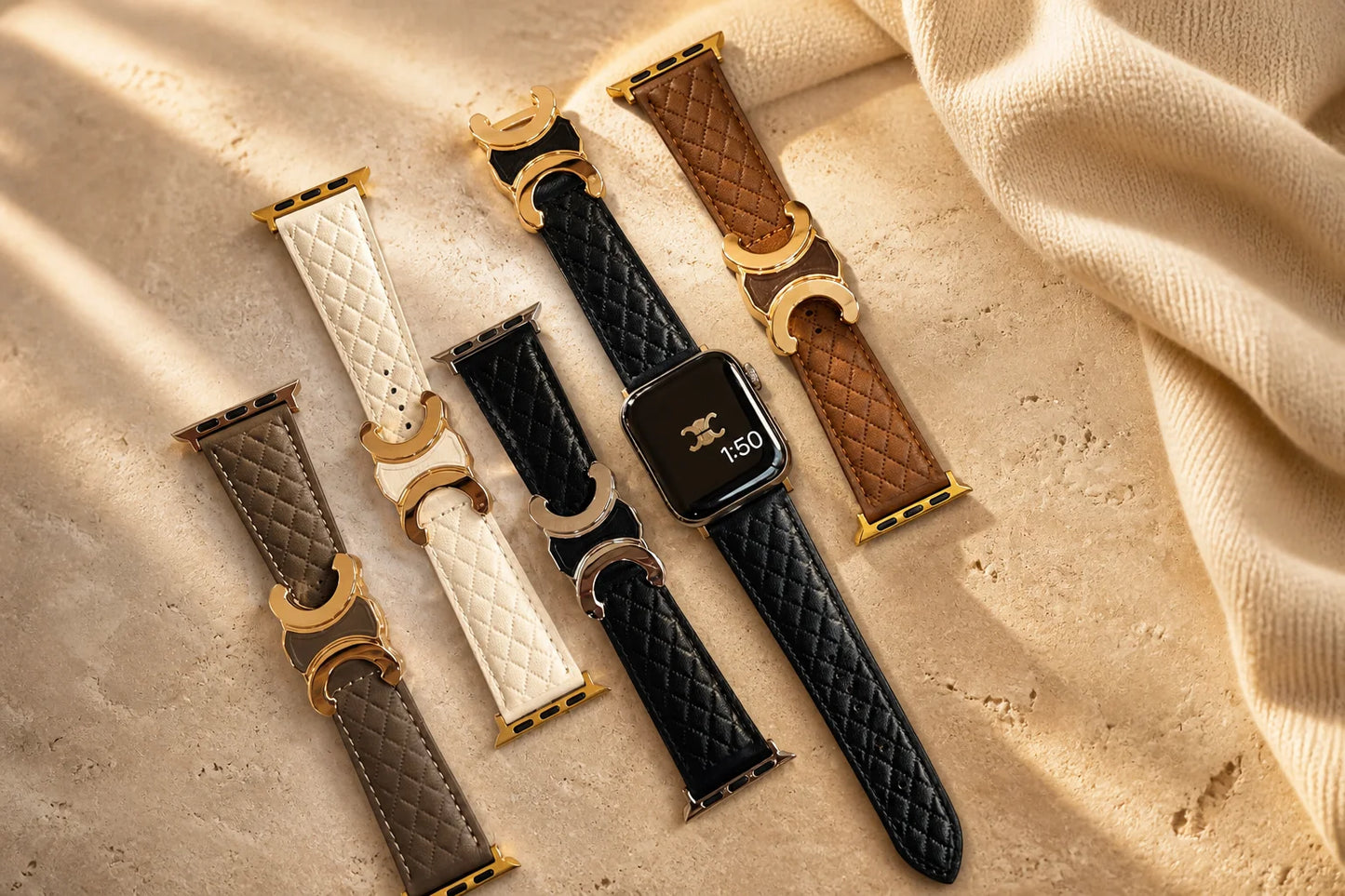 Quilted Leather Magnetic Loop for Apple Watch - Luxury Editorial Campaign