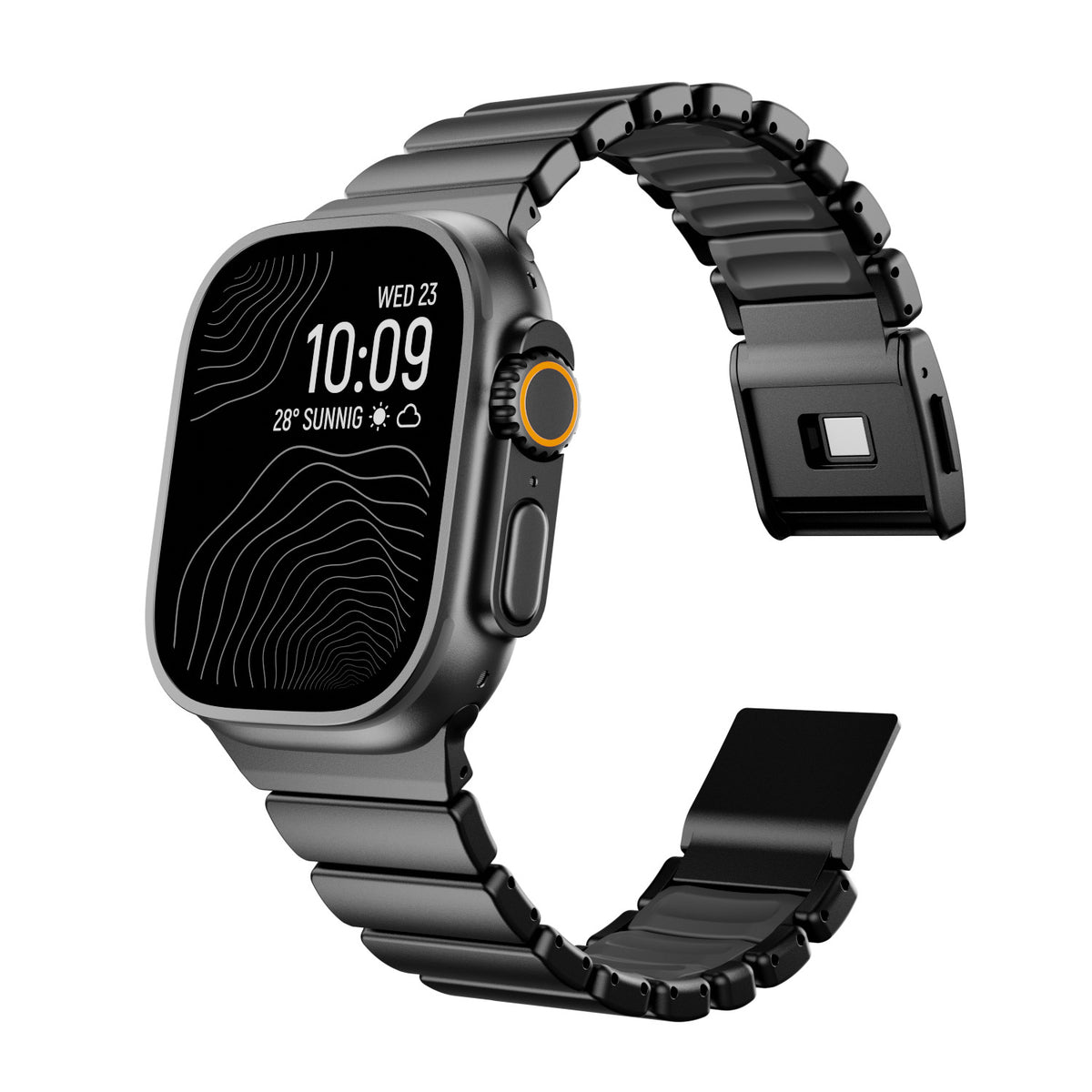 Pure Titanium Magnetic Link Strap for Apple Watch - Ice-Blue Glow (44/45/46/49mm, S4-S11 & Ultra)