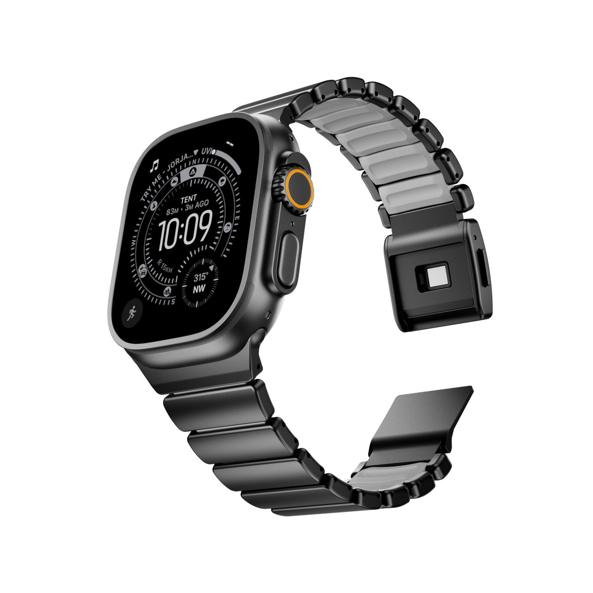 Pure Titanium Magnetic Link Strap for Apple Watch - Ice-Blue Glow (44/45/46/49mm, S4-S11 & Ultra)