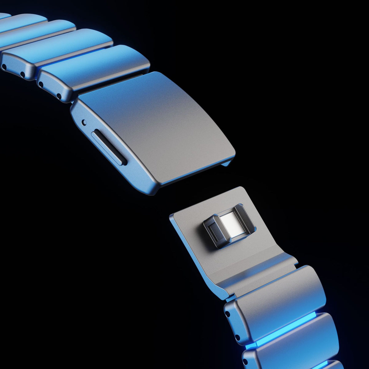 Pure Titanium Magnetic Link Strap for Apple Watch - Ice-Blue Glow (44/45/46/49mm, S4-S11 & Ultra)