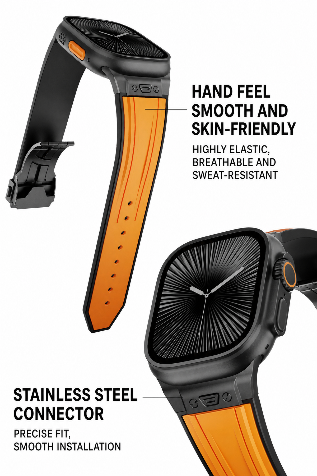 Dual-Color Premium Silicone Strap for Apple Watch Ultra - Sport Collection (44/45/46/49mm)