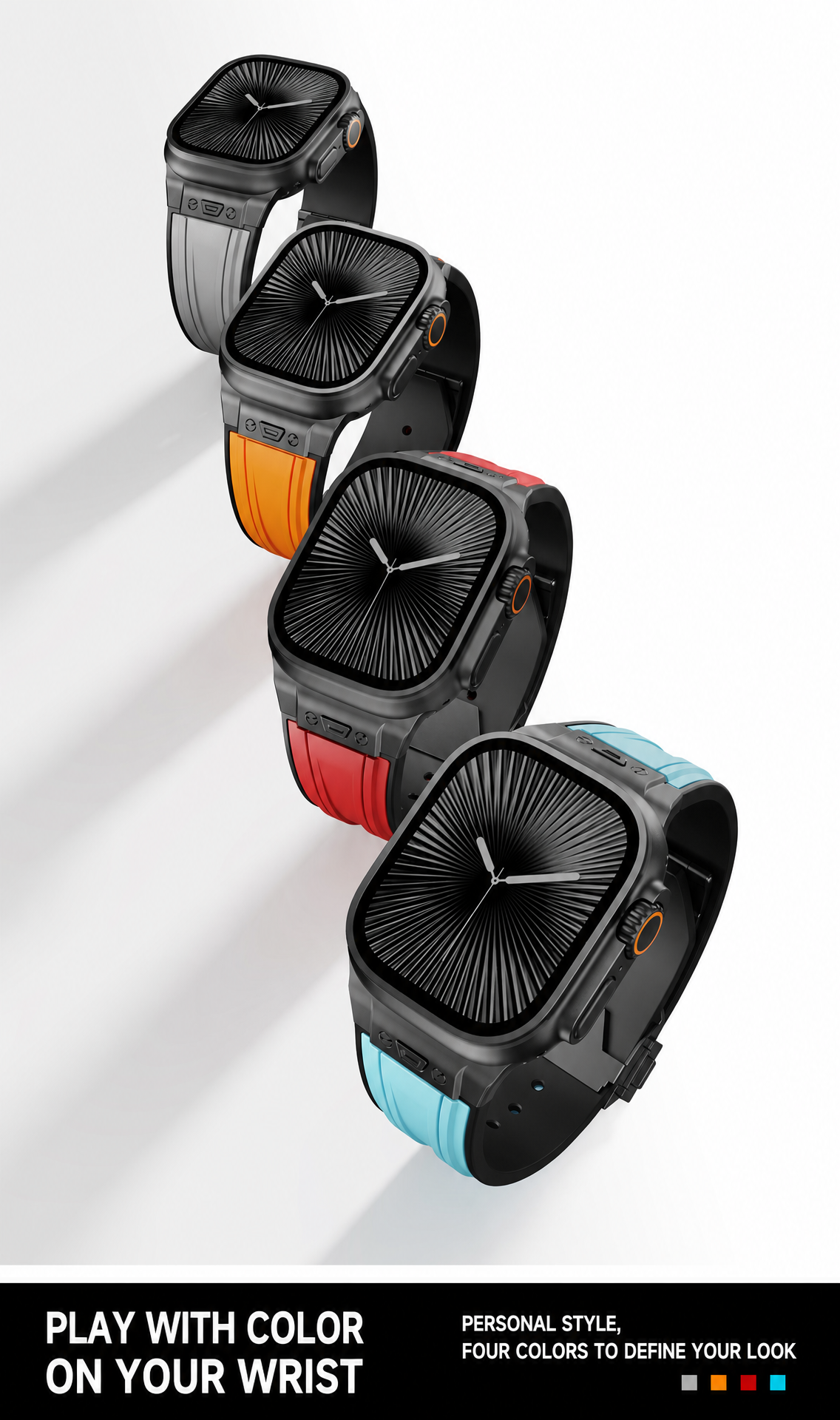 Dual-Color Premium Silicone Strap for Apple Watch Ultra - Sport Collection (44/45/46/49mm)